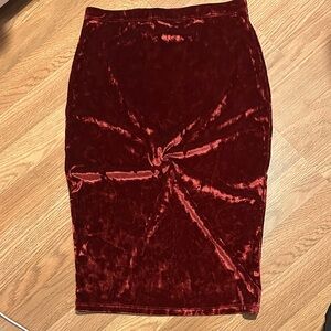 Bozzolo Velvet Burgundy Midi Skirt
